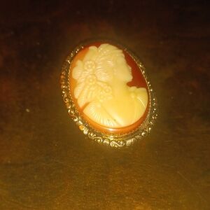Elegant Cameo Brooch in Gold and Cream
